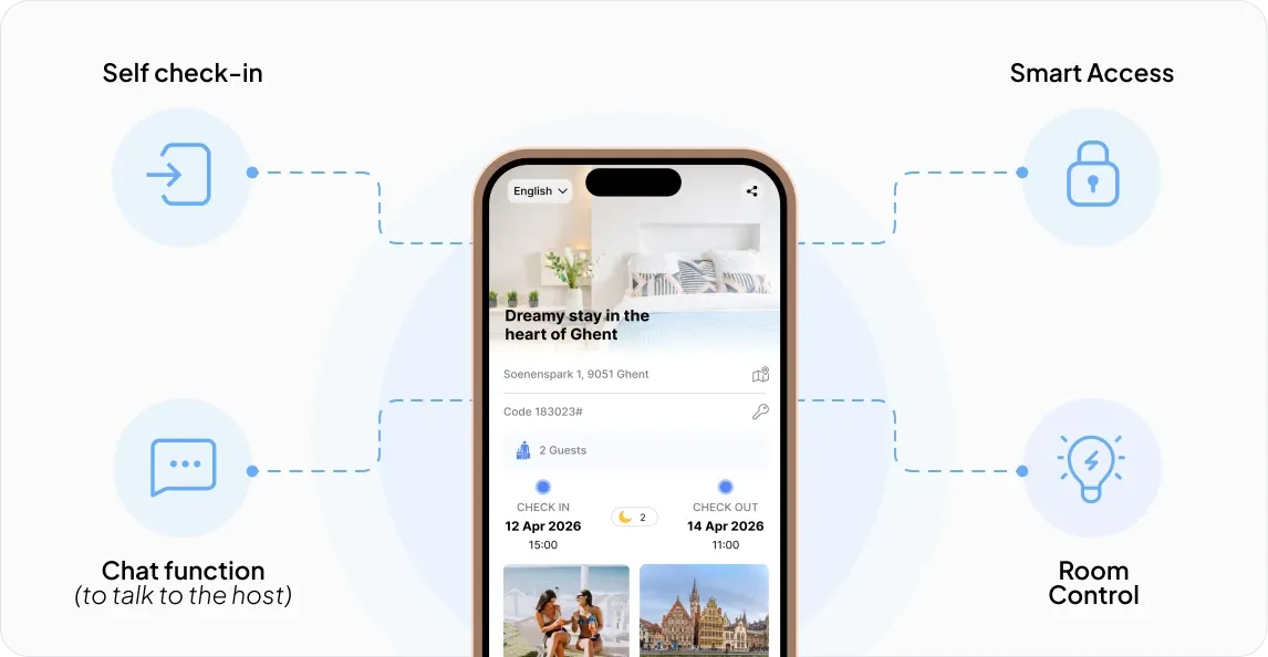 Guest App self check-in and messaging on mobile